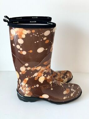 Kamik Women's Heidi Pull-On Rubber Waterproof Rain Boots Tall 8